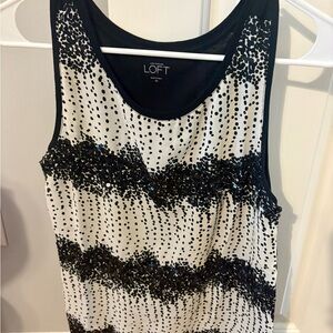 LOFT Black and White Patterned Tank Top